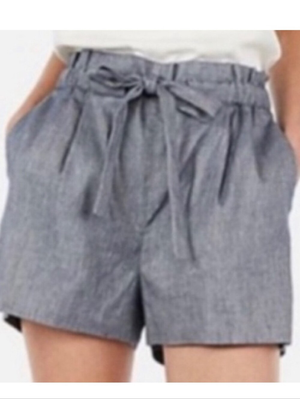 Express Women’s Embelope Blue High-Waist Drawstring Shorts